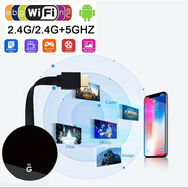 

Dual Frequency 2.4G+5G 4K HD Chromecast HDMI Display Dongle WIFI Media Video Streamer Wireless For Google Chromecast