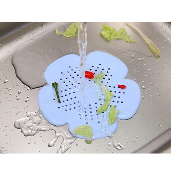 

Large Flower Creative Kitchen Sink Anti-clogging Floor Drain Sewer Filter Sakura Silicone Floor Drain (Blue)