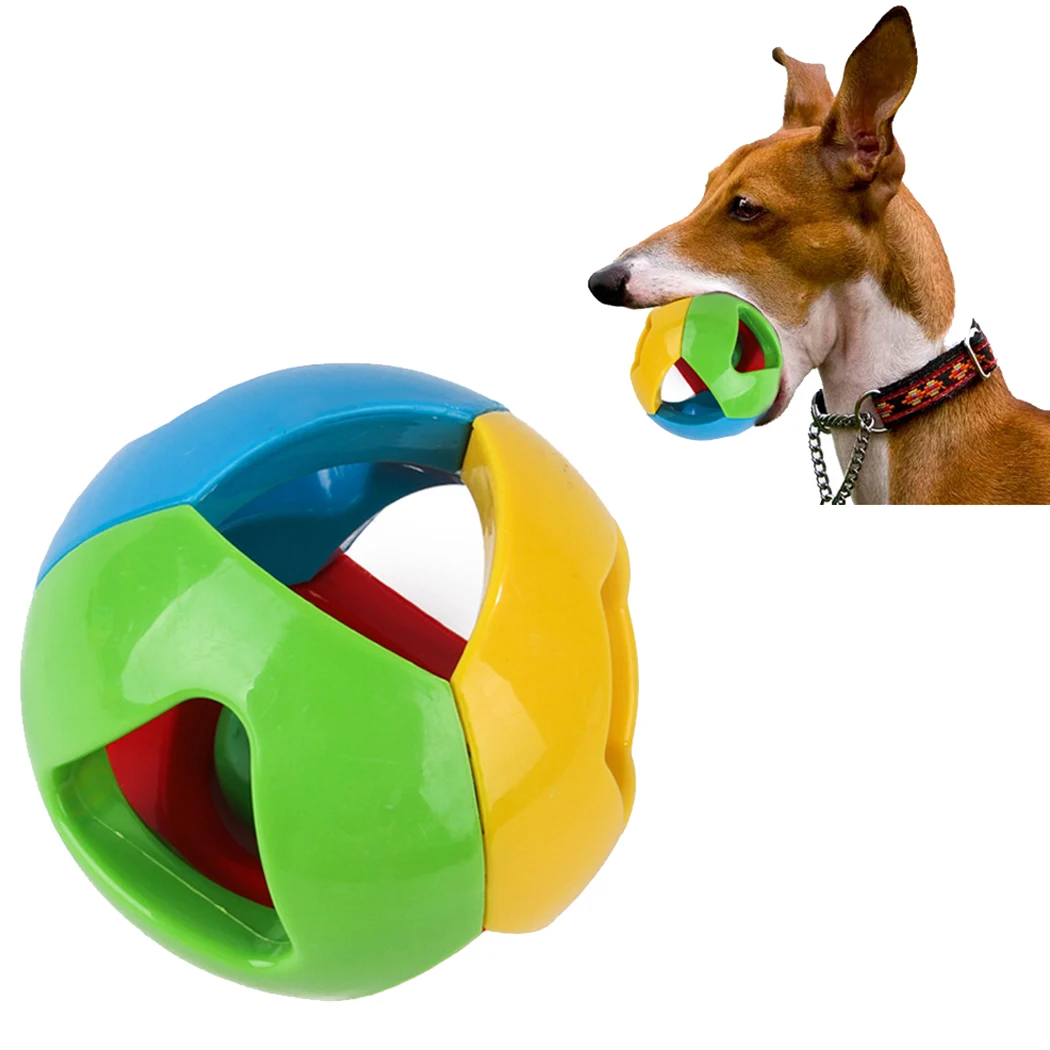 

Dog Toys Creative Funny Pet Bell Ball Wearable Dog Four Color Hollow Plastic Cat Dog Training Ball Pet Interactive Toys Supplies