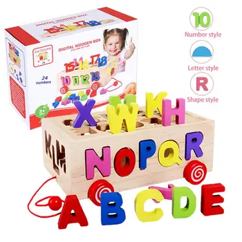 

Baby Digital Letter Shape Building Blocks Wooden Intellectual Exercise Toy Trailer Car Assembly Infant Early Learning Puzzle Toy