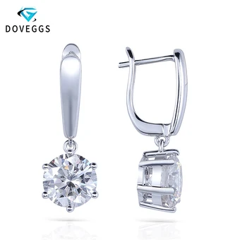 

DovEggs Classic Sterling Solid 925 Silver 2CTW 6.5MM GH Color Moissanite Drop Earrings for Women Party Dangle Ladies Earrings