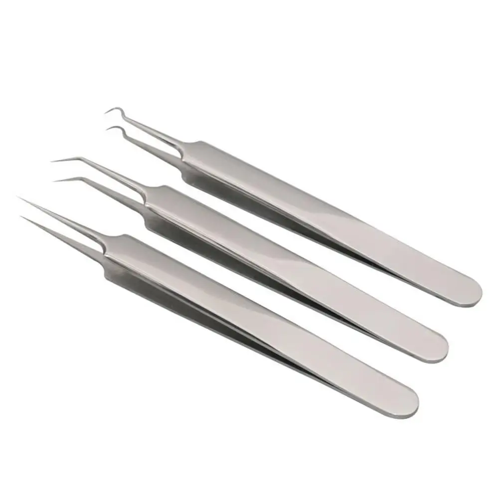 

BellyLady 3pcs High Precision Stainless Steel Tweezer Set Elbow Acne Needle Zits Black Head Cosmetic Tools