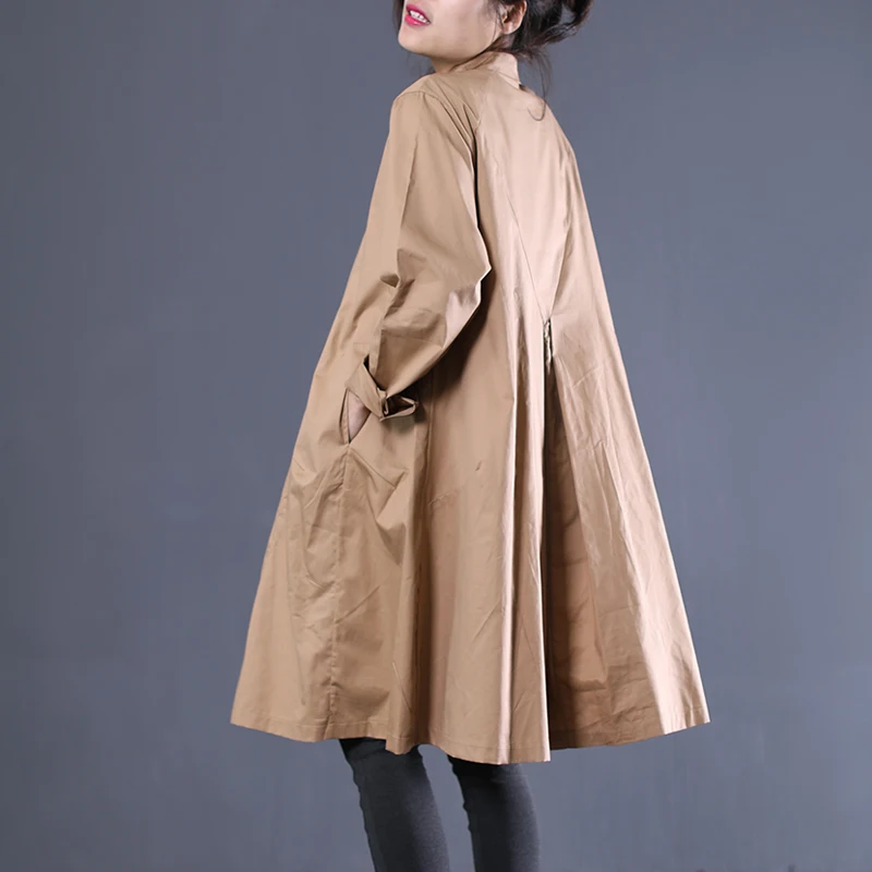 

[EWQ] New Autumn 2019 Fashion Lapel Long Sleeve Singel Breasted Solid Patchwork VintageLoose Shirt Dress Women AD40601