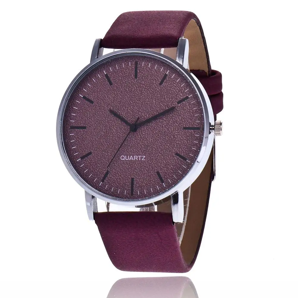 

Simple Women Men Analog Quartz Round Dial Faux Leather Strap Wrist Watch Gift