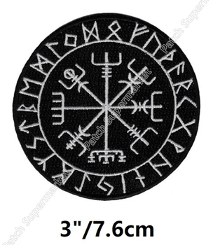 

Norse Viking Runes Patches embroidered VIKING COMPASS MYTHOLOGY NORWAY LOGO Iron On Patch Goth gothic life style stickers