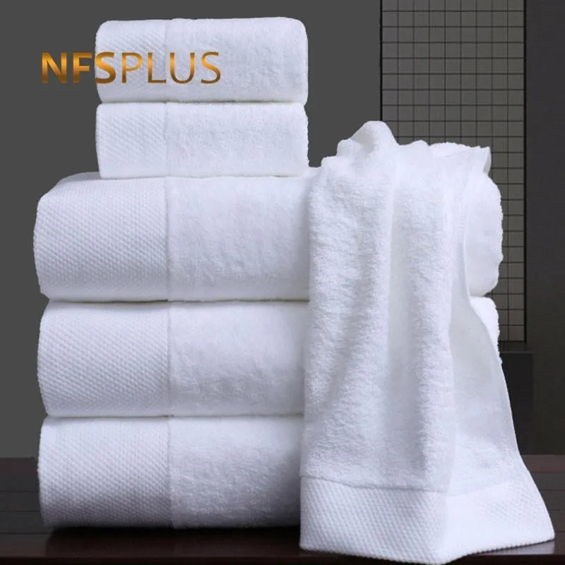 

Thicken Bath Towel For Adults 100% Cotton Pure White Heavy Terry Absorbent Hand Face Towel For Bathroom and 5 Star Hotel