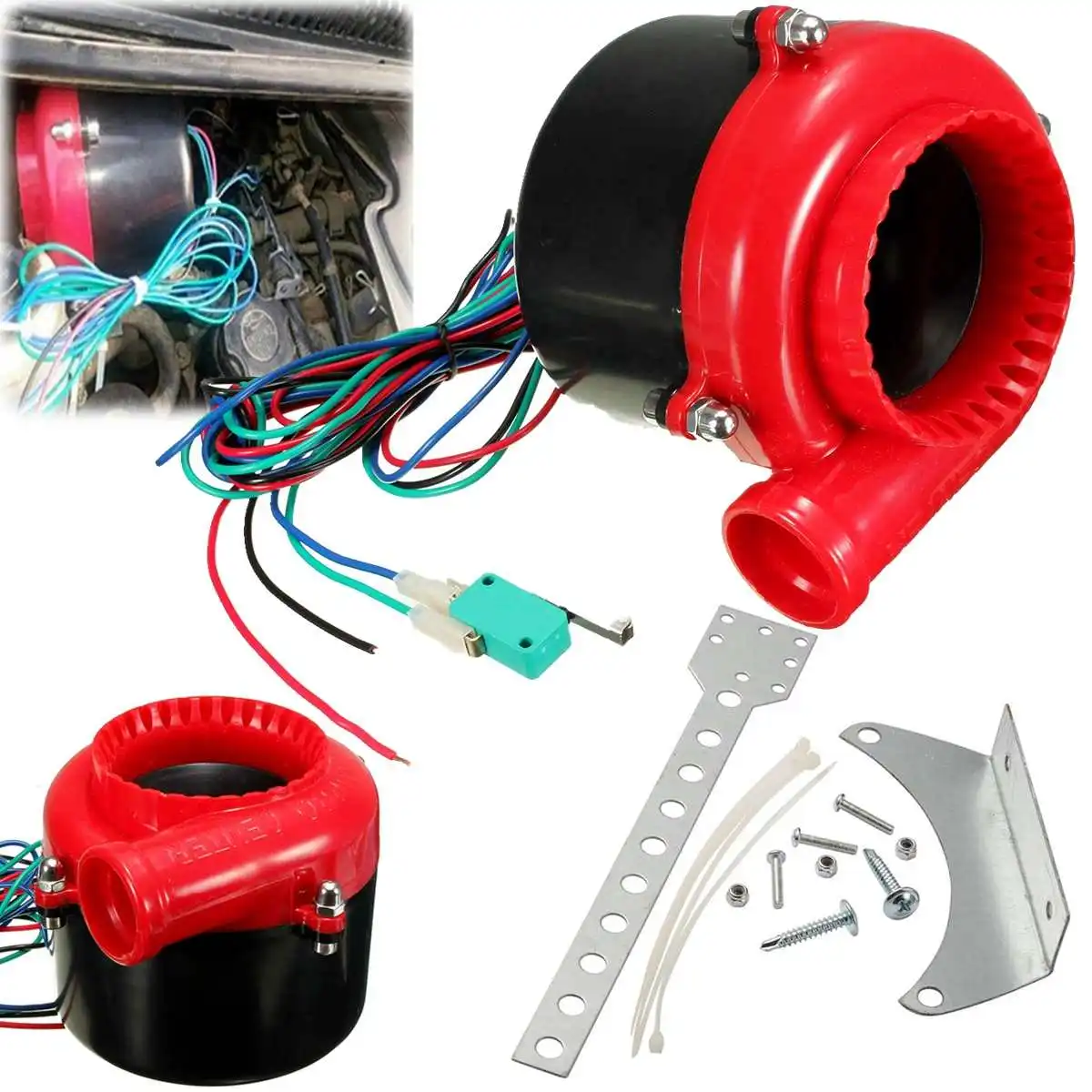 

Universal Black+Red Car Auto Fake Electronic Turbo Blow Off Valve Blow Off Fake Dump Valve Analog Sound BOV GP Brand New
