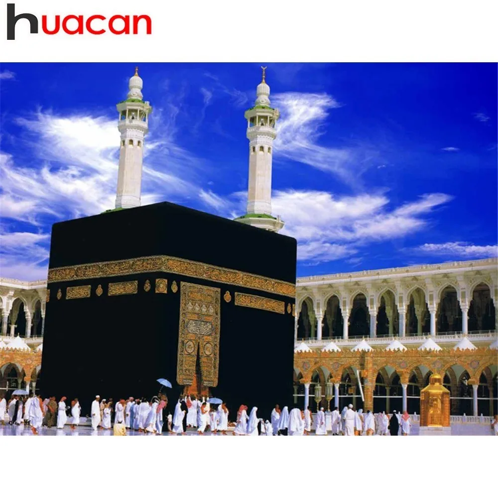 

HUACAN 5D DIY Diamond Painting Full Square Diamond Mosaic Mosque Picture Of Rhinestone Embroidery Religion Decor Home Islamism