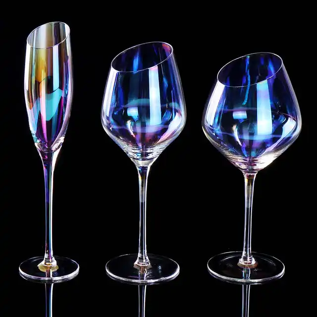 Rainbow plated crystal glass wine Slanting glasses wineglass cup champagne glasses Bar Hotel