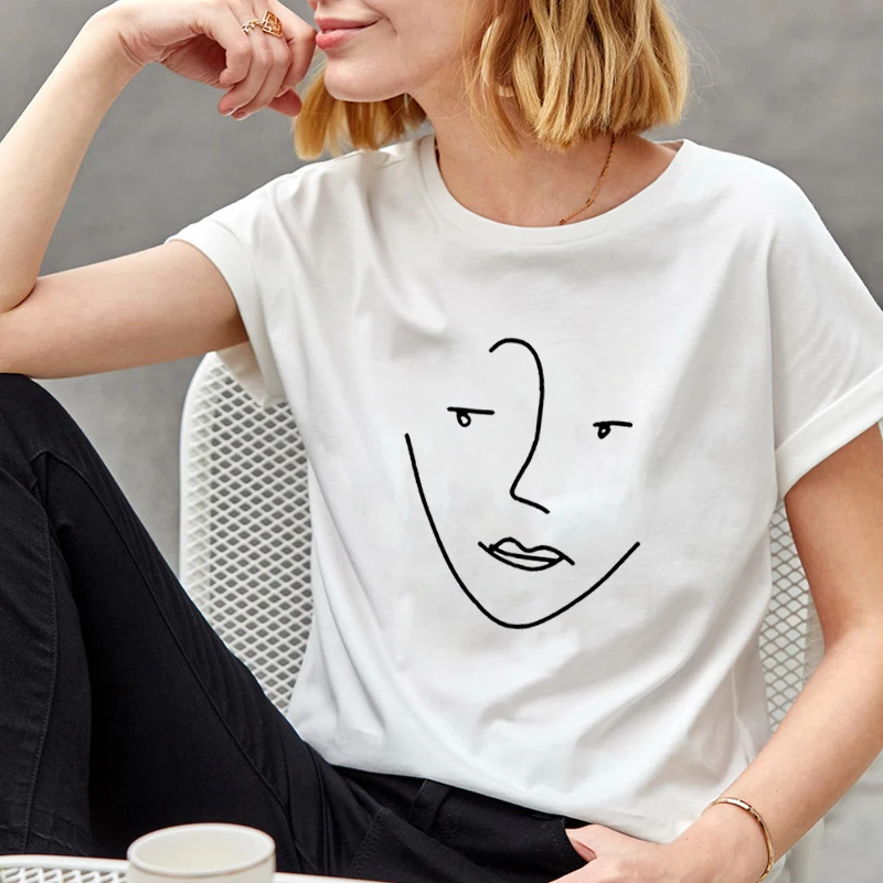 

Srivb Stick Figure Print Women Tshirt Harajuku 2019 New Summer Fashion Women Tops Short Sleeve Cotton O-neck Casual Tshirt Women