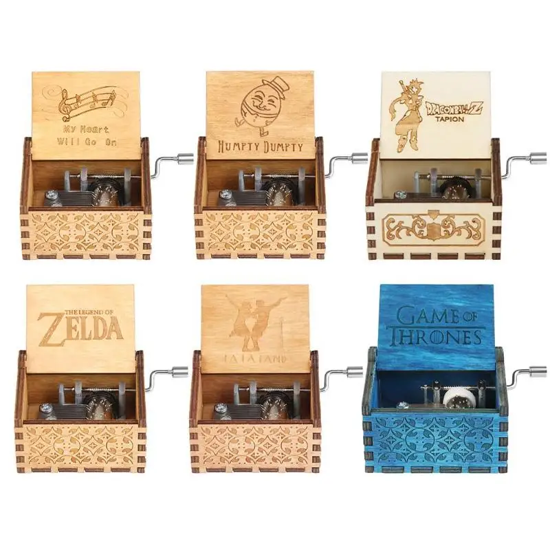 

Creative Antique carved wooden game of thrones music box Retro Wooden Merry Christmas Music Box Storage Box Ornament Gift Decor