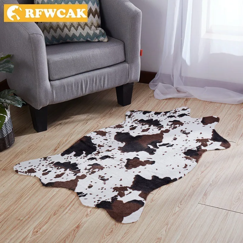 Rfwcak Imitation Animal Skin Carpet Non Slip Cow Zebra