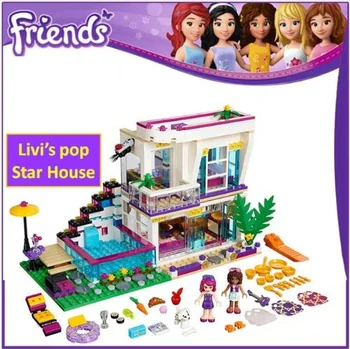 

Model building kits Compatible with 41135 girl Friends Livi's Pop Star House 644Pcs Emma Mia 3D Bricks Figure toys 10498