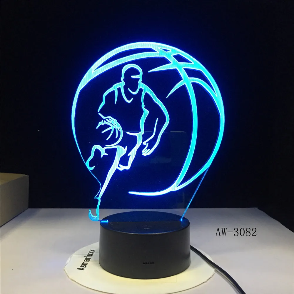 3D Баскетбол Спорт украшение дома LED illusion Touch 7 цветов меняющая лампа для спальни