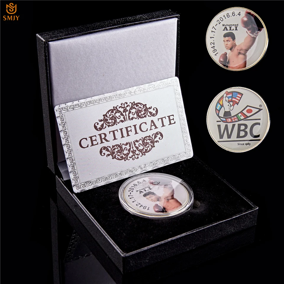 

1942-2019 USA Famous Champion Muhammad Ali Silver Plated Colorful Boxing Fan Commemorative Coin Collection W/Display Box