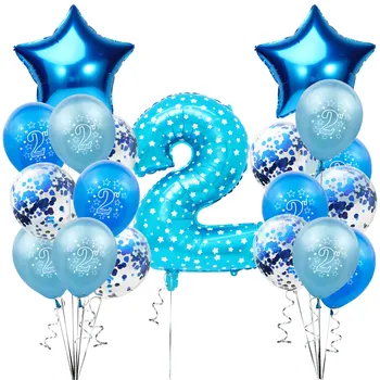 

ZLJQ Baby Girl Bay Happy 2nd Birthday Confetti Balloons Set For 2 Years Old Kid Birthday Party Decoration Supplies Blue Pink