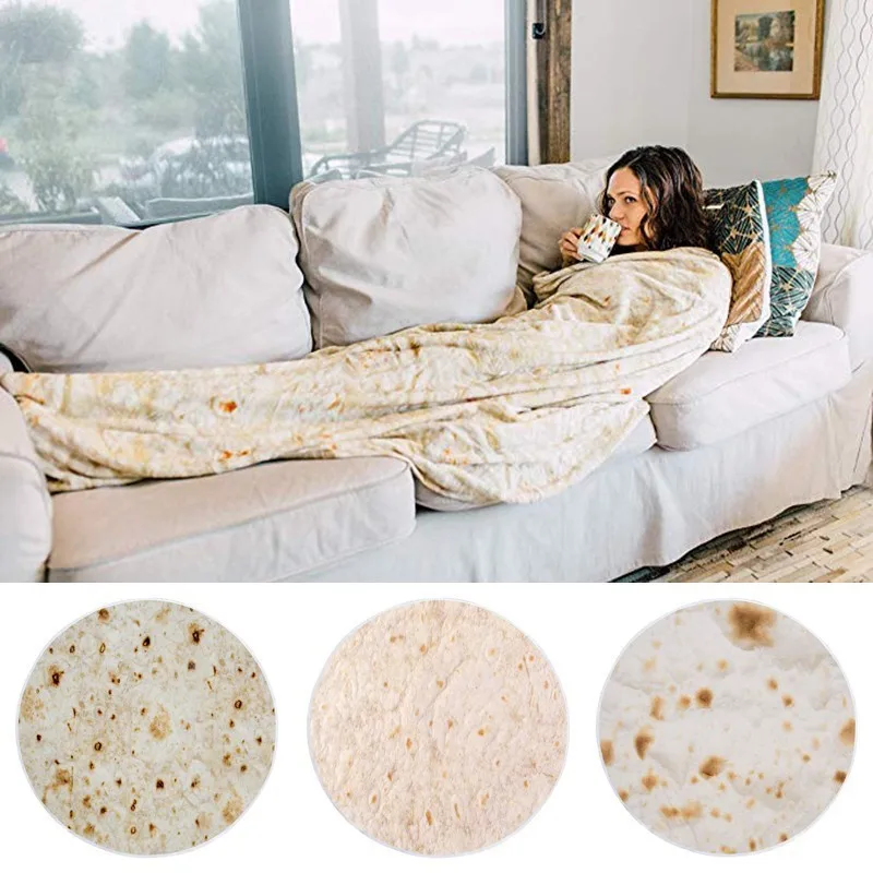 Soft Microfiber Burrito Wrap Blanket Creative Mexican Tortilla Sofa Bed
