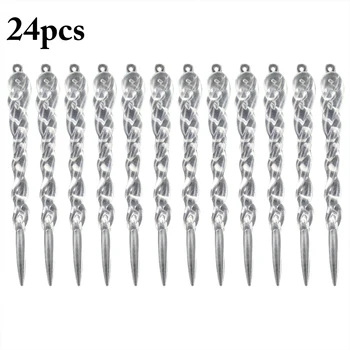 

24PCS Yard Decor Home Decor Transparent Icicle Ornament DIY Party Hanging Decor Xmas Christmas Tree Ornament 3 Colors Can Choose
