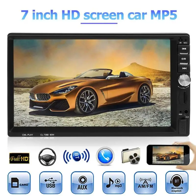 

VODOOL 7088B 7 Inch 1024*600 HD Screen Car Stereo MP5 Player FM Radio Bluetooth Head Unit No Camera Car Video Players