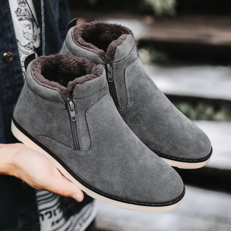 Men's Boots Designer Winter Shoes Men Warm Short Plush Casual Fur Boots