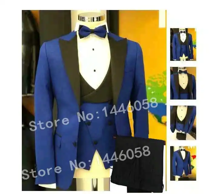 

Latest Coat Pant Designs 2019 Italian Men's Dinner Party Suits Terno Slim 3 Piece Royal Blue Groom Tuxedo Men Wedding Suits