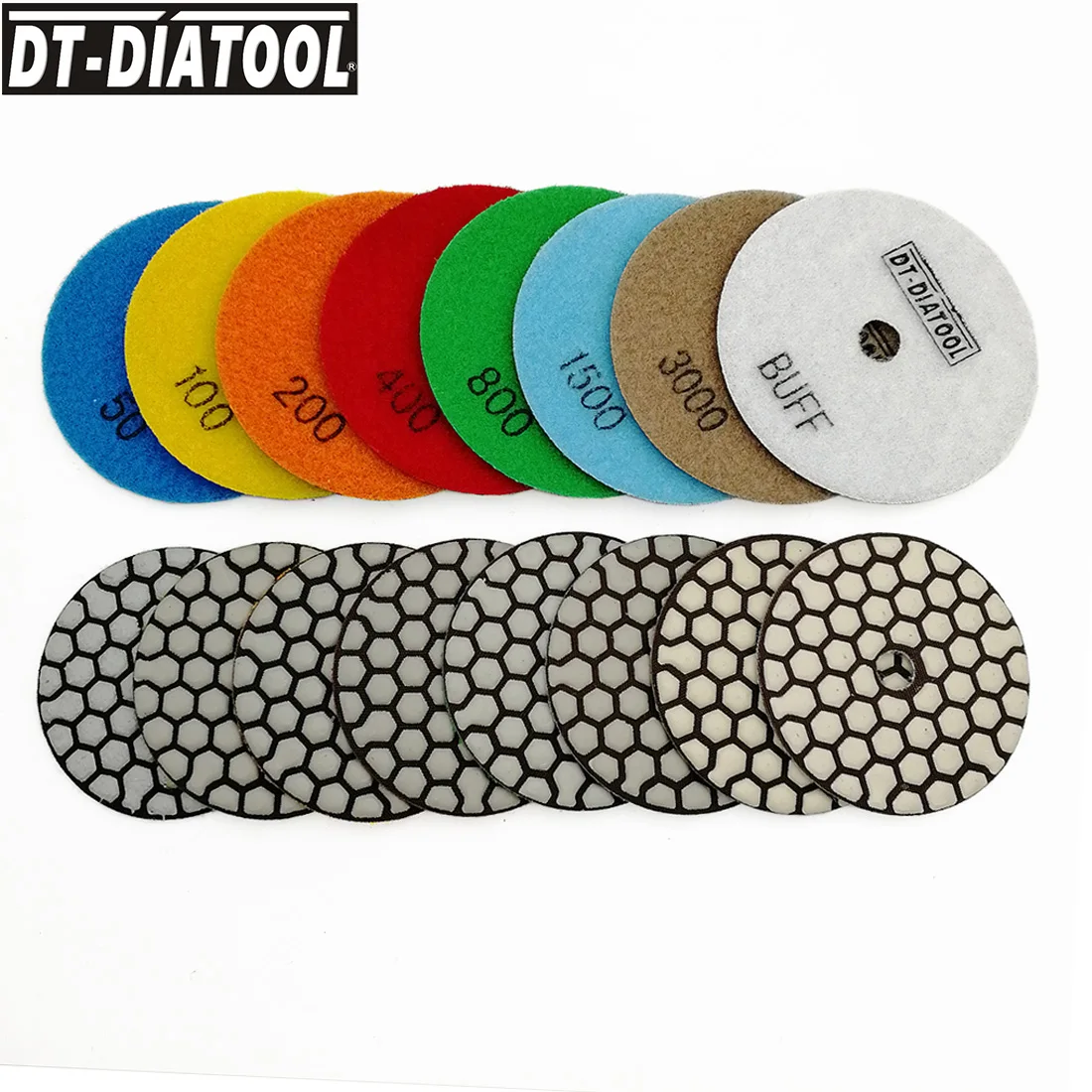 DT-DIATOOL 8pcs/Set 3/4 Diamond Polishing Pads Sanding Discs for Granite Marble Concrete Stone Grinding Discs Hand Tools dt diatool dia 125mm 5inch diamond segmented turbo row cup grinding wheel discs for concrete brick hard stone