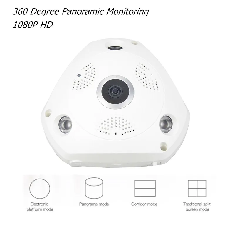 360 градусов VRCam 1080 P беспроводной Fisheye панорамный IP камера Wi Fi 2 0 МП видеонаблюдения