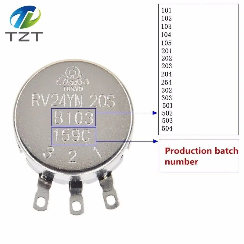 1 шт. потенциометр RV24YN20S B201 B501 B102 B202 B502 B103 B203 B503 B104 B204 B254 B504 B105 500 Ом 10K 20K 50K 100K 200K