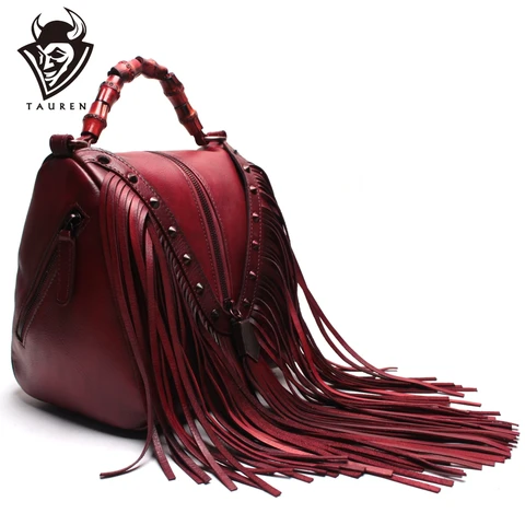 Artesanal de Alta Couro do Couro Bolsas com Borlas Qualidade Couro Camurça Artesanal Genuíno Bolsa Ombro Feminina