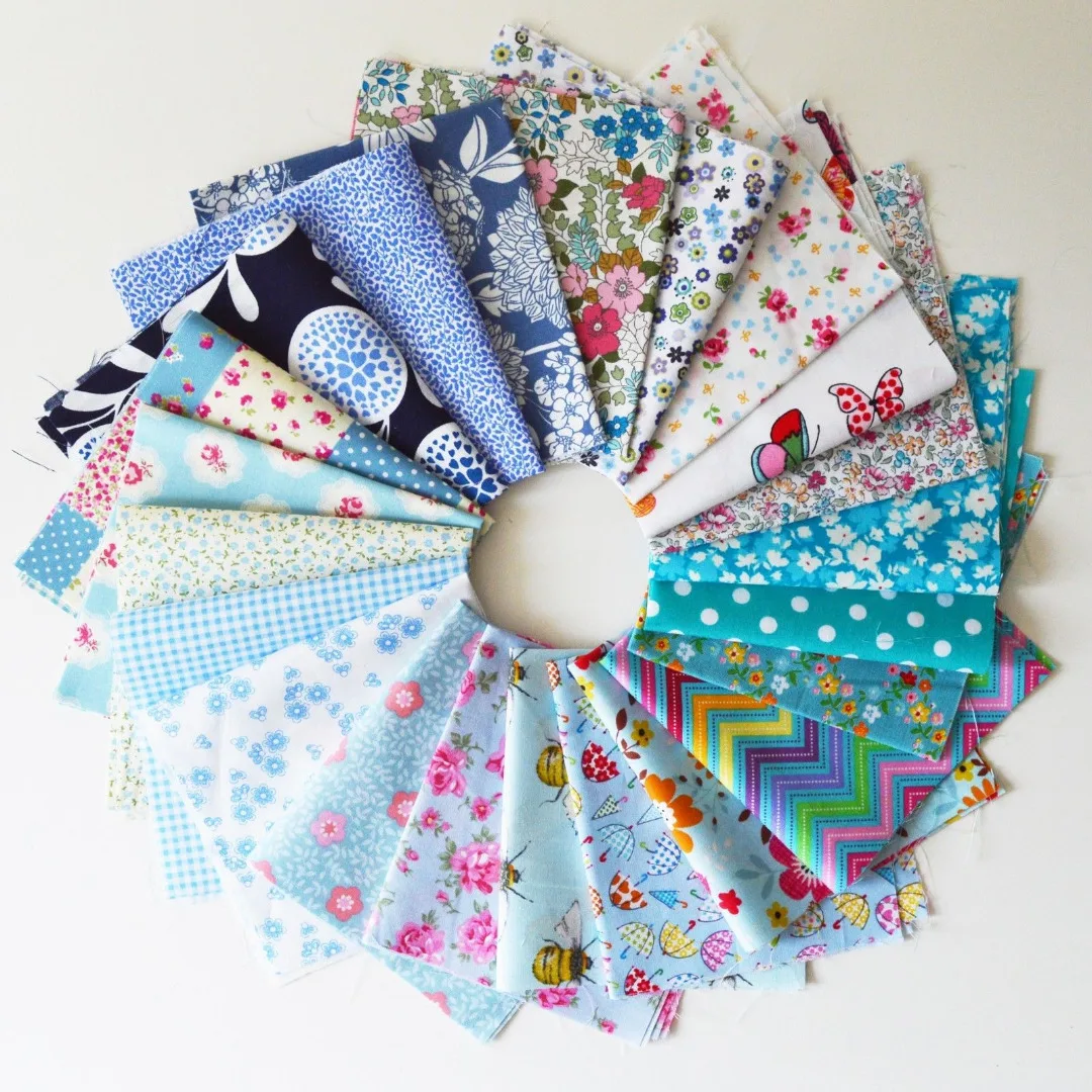 10PCs Cotton 25x25cm 12.5x12.5cm Mixed Cotton Fabric Sewing Quilting