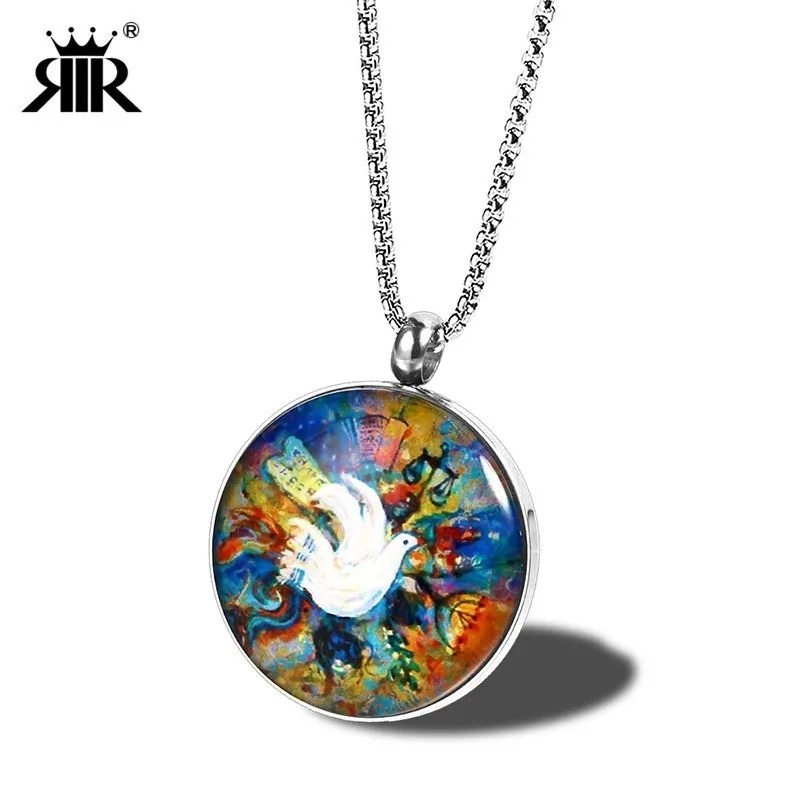 RIR годовой благословение летающая птица кулон цепочки и ожерелья в нержавеющая сталь Иерусалим украшение Израиль для мужчин и женщин купить на AliExpress