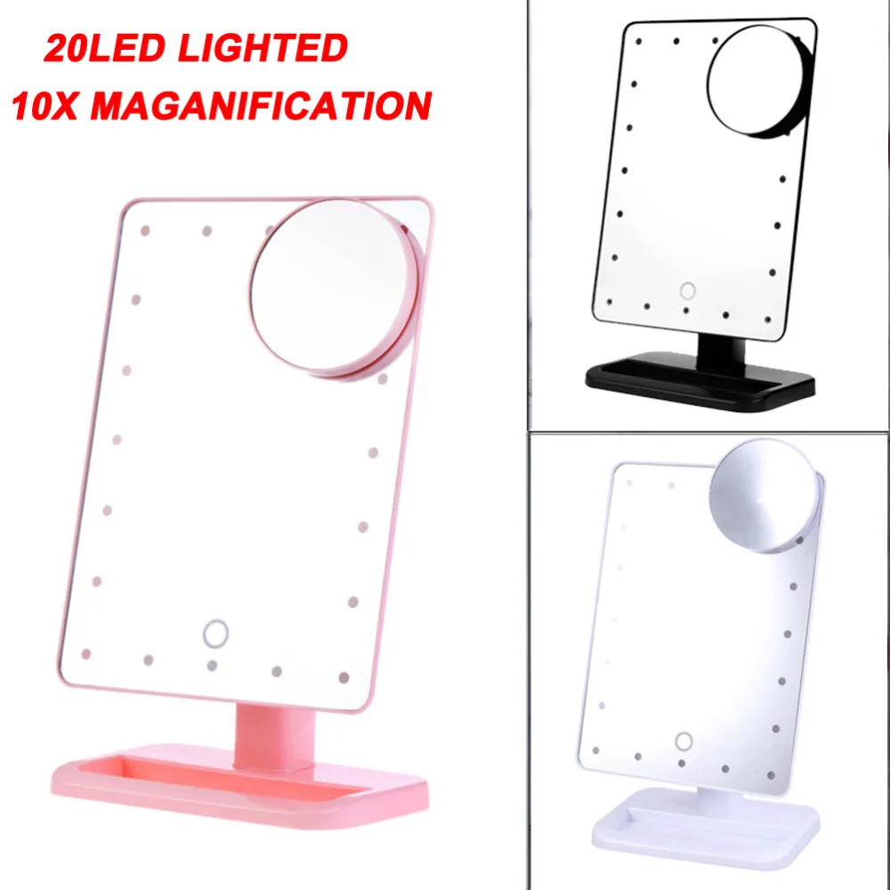 

RUIMIO 12 Styles Portable LED Touch Screen Light Makeup Mirror Table Desktop Makeup Mirrors Adjustable Mirror