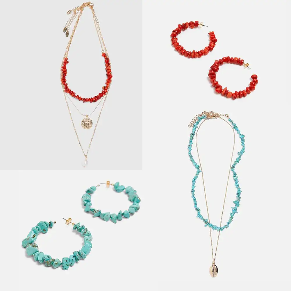 

JUST FEEL ZA 2019 Bohemian Stone Necklaces For Women Vintage Choker Pendant Statement Necklace Trendy Wedding Party Jewelry Hot