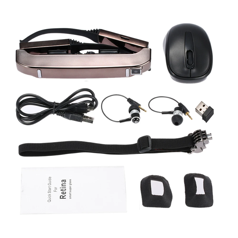 Смарт Android WiFi 3D очки 80in широкий виртуальный экран видео частный кинотеатр с 5MP HD
