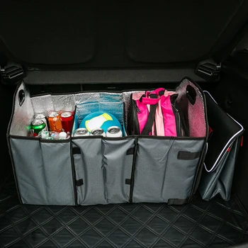 

Car Backup Storage Box Foldable Box Large Capacity Stowing Storage Food Beverage Organizer Accessories Supplies Products