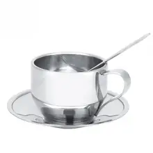Чашка из нержавеющей стали кофейная кружка с двойными стенками изолированный чай кафе кружка для молока с ложка для блюдца термос чашка для эспрессо