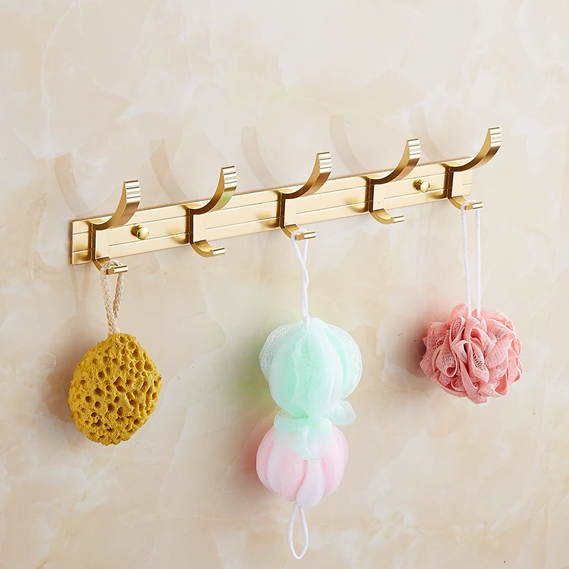 Wall Mounted Aluminum Alloy Gold Clothes Hanger & Towel & Robe Hook Decorative Bathroom Hooksin