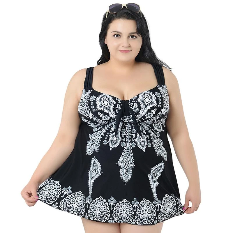 Traje de baño de una pieza mujer, bañador grande, falda, talla grande, 8XL, 10XL|Bodis| -