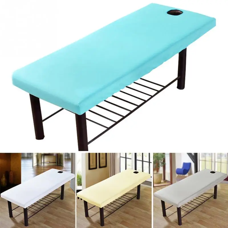 

Cotton Massage Table Cloth Bed Cover Sheet Beauty Salon Spa Bed Cover Sheet with Face Hole Pure Color