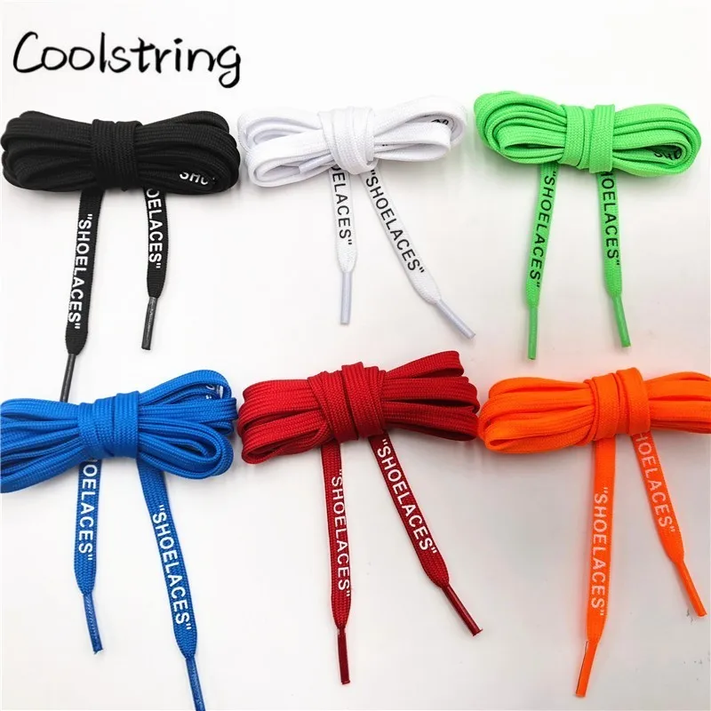 

Coolstring New Fashion Shoelaces OW Signed Jointly Double Layer Laces With Silk Screen Printing "SHOELACES" Printed Shoe Laces