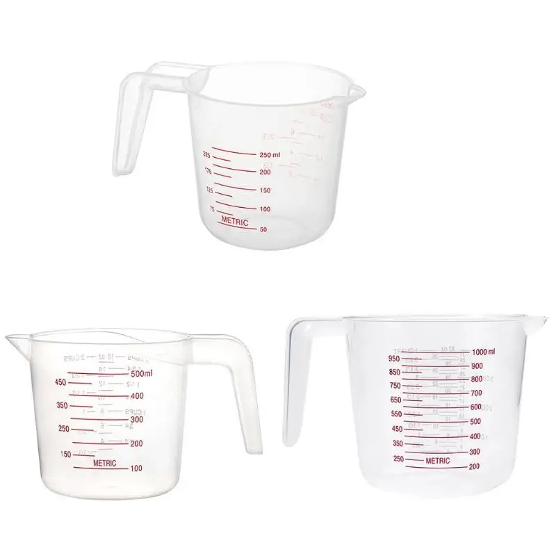 

Reusable 250/500/1000ML Plastic Measuring Cups Jug Pour Spout Container with Scale Kitchen Baking Measuring Tools