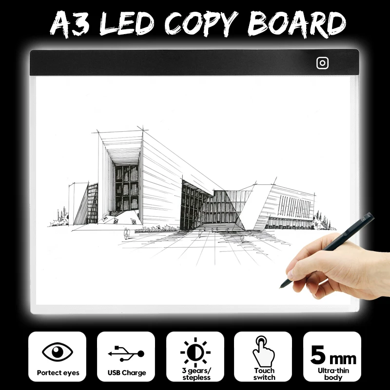 

Utility A3 Digital Drawing Graphic Tablet LED Light Box Tracing Copy Board Painting Writing Table Three-level Stepless Dimming
