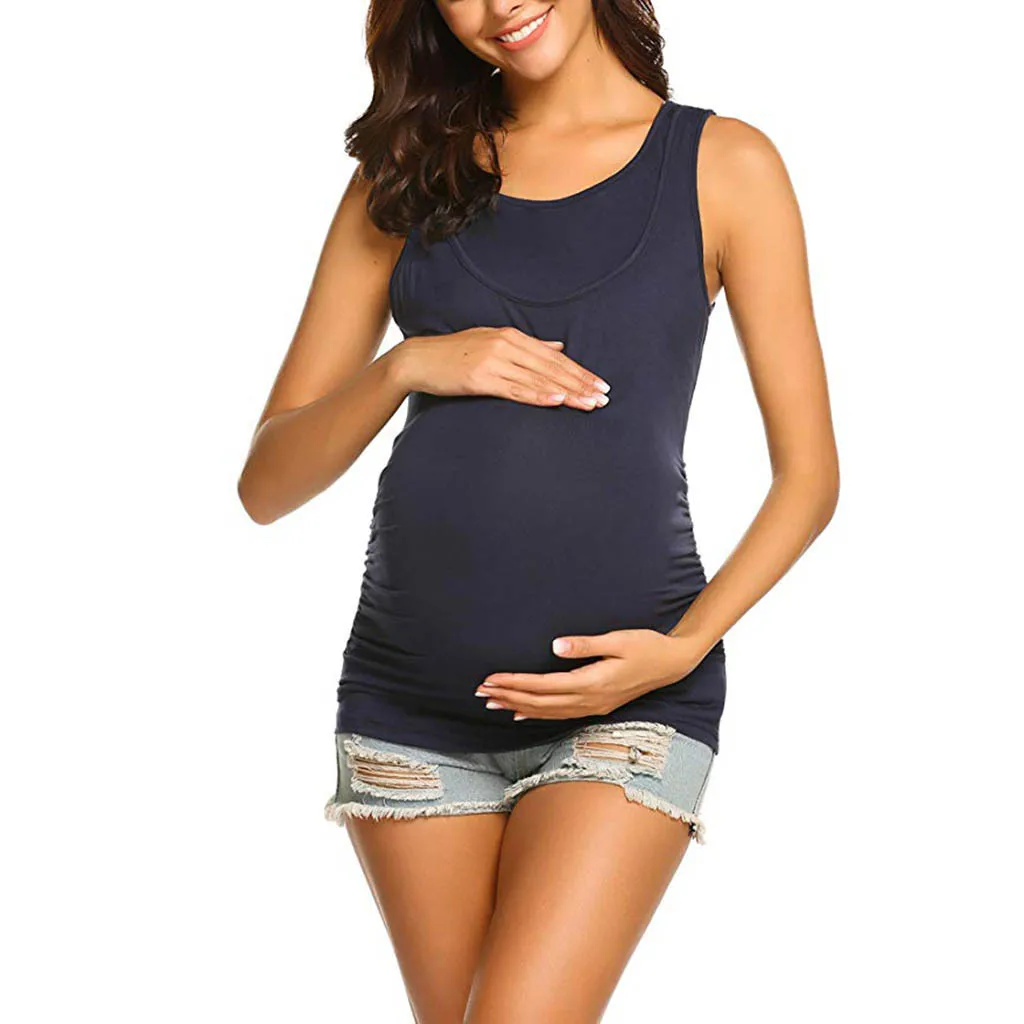 MUQGEW maternity clothes breastfeeding clothes Maternity Nursing Women Sleeveless Shirt Double Layer Breastfeeding Tops nursing