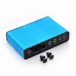 Синий 6 канала внешняя звуковая карта 5,1 Surround Sound USB 2,0 Внешний оптический S/PDIF аудио адаптер Звуковая карта для портативных ПК