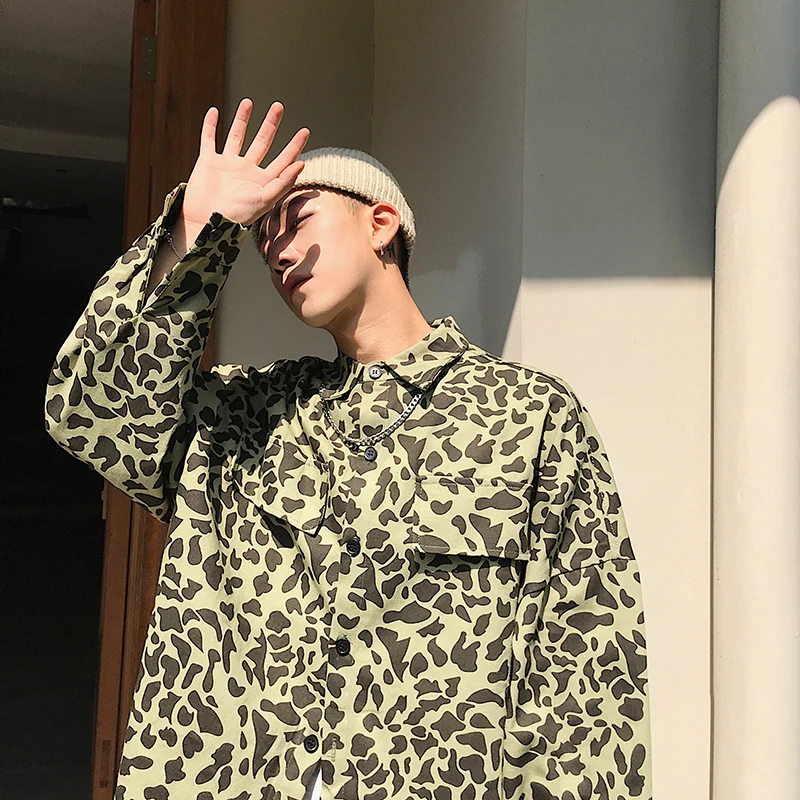 2019 Men's Streetwear Brand Bomber Jacket Loose Leopard Camouflage Printing Coats Male Fashion Trend Windbreaker Plus Size M-XL