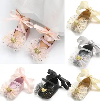 

0-18M Newborn Toddler Baby Girl Casual Shoes Sequins Bling PU Bow Cute Shoes Lace Bow Tie Slippers Baby Girls