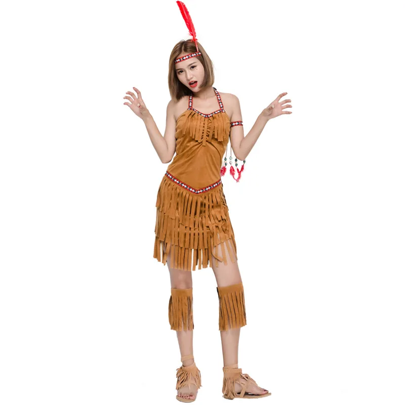 

Umorden Women Teen Girl Indian Princess Costume African Primitive Savage Cosplay Dress Up Halloween Party Carnival Costumes