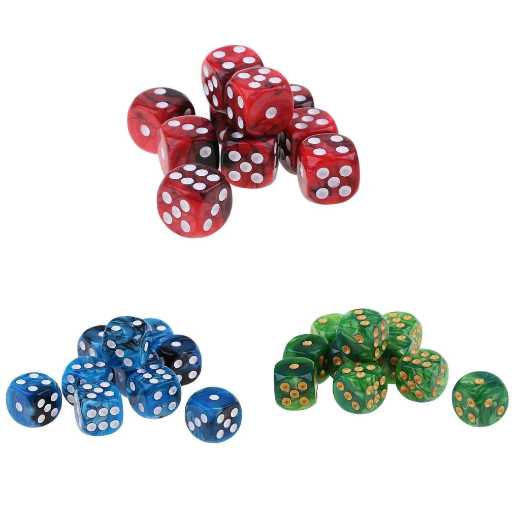 MagiDeal 30 штук 16 мм шесть сторонняя D6 игры в кости вечерние забавная игрушка для