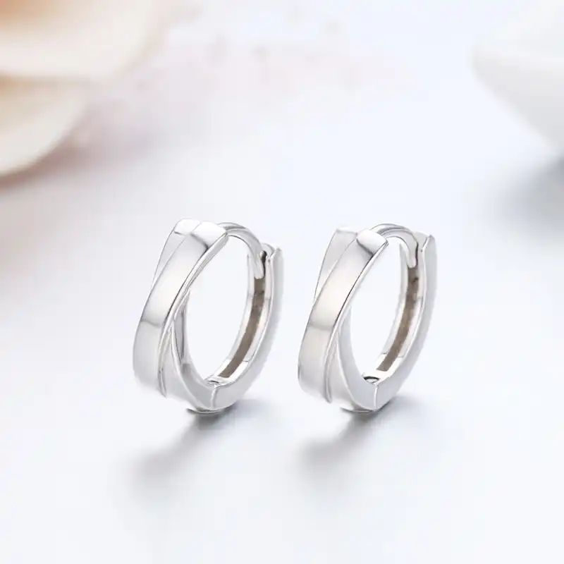 Милые серьги из стерлингового серебра 925 пробы с перекрестными кругами маленькая петля Huggie Hoop для женщин, ювелирные изделия для маленьких д...