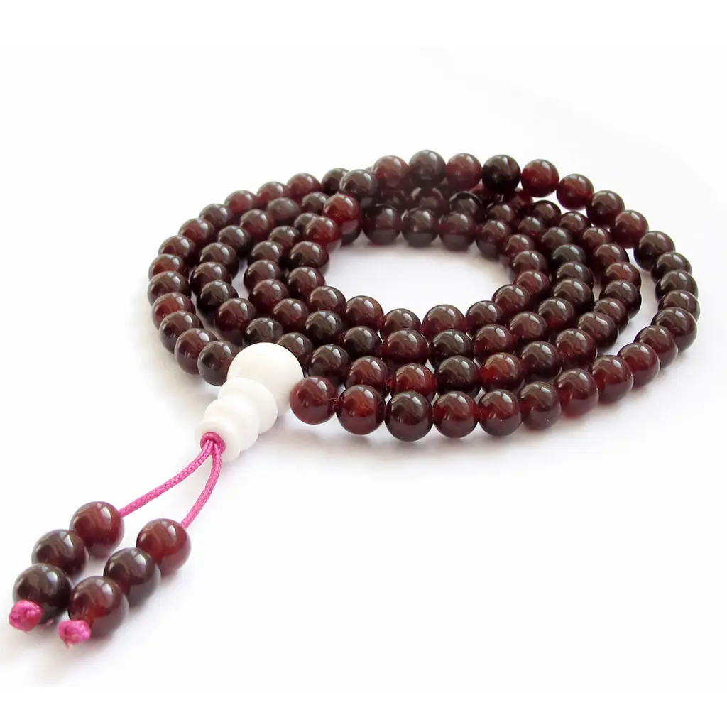 

8MM Red Garnet 108 Prayer Beads Mala Necklace Cheaply Unisex pray Wrist Hot Meditation Wristband Healing DIY energy Sutra